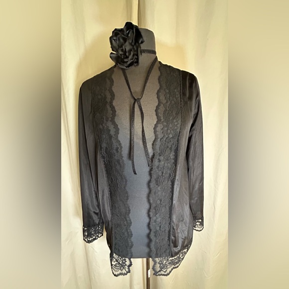 Intimates & Sleepwear | Vintage Black Lace Bed Jacket | Poshmark